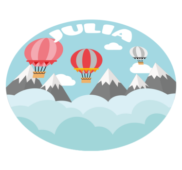 Tappeto vinile per bambini montagne e palloncini con nome - TenStickers