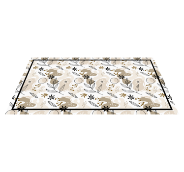 Tappeto vinile fiori elementi di fogliame beige - TenStickers
