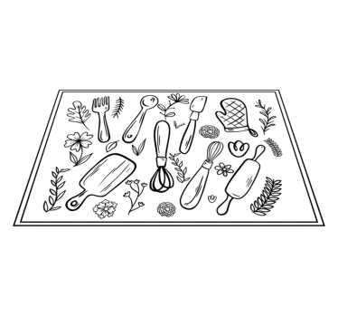 Tappeto pvc cucina illustrazione utensili da cucina - TenStickers