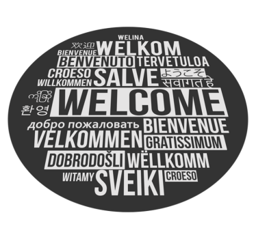 Zerbino pvc saluto in una lingua diversa - TenStickers