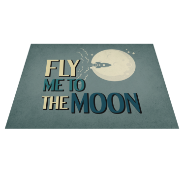 Tappeto vinile minimalista razzo verso la luna - TenStickers