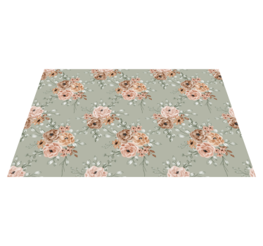 Tappeto vinile fiori rose vintage su sfondo verde menta - TenStickers