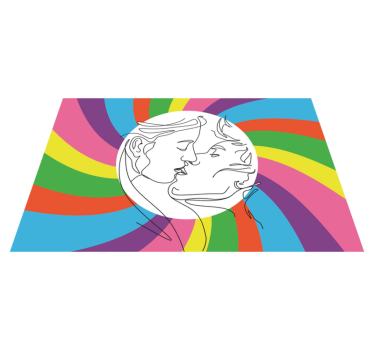 Tappeto vinile per bambini sagoma di bacio colorato - TenStickers
