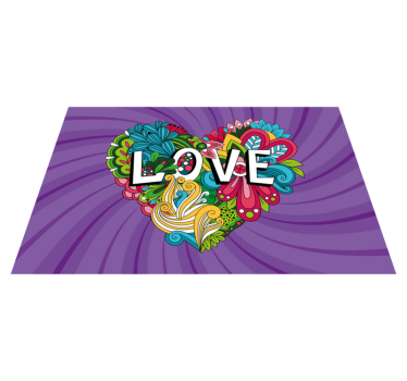 Tappeto vinile frase illustrazione di amore colorato - TenStickers