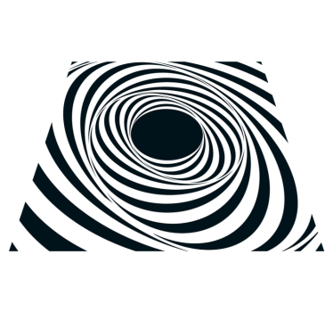 Tappeto vinile geometrico motivo vorticoso bianco nero - TenStickers