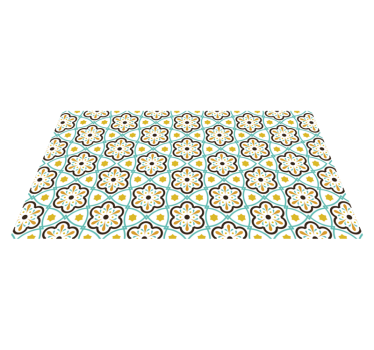 Tappeto in pvc effetto piastrella modello ispirato ai fiori - TenStickers