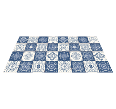 Passatoia in vinile cucina piastrelle blu vintage - TenStickers