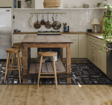 Tappeto moderno rettangolare in vinile con utensili cucina - TenStickers