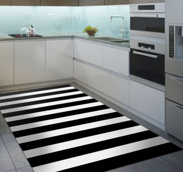 Passatoia in vinile cucina Cucina strisce bianche e nere - TenStickers