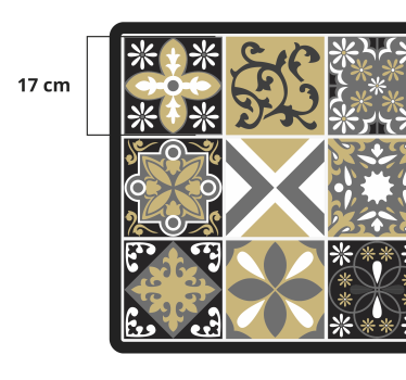 Passatoia in vinile cucina Piastrelle patch oro e argento - TenStickers