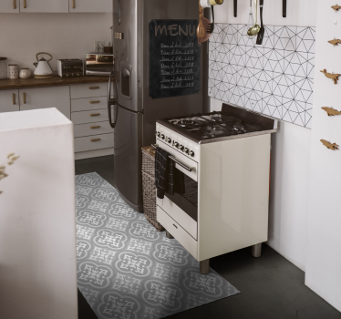 Passatoia in vinile cucina piastrelle idrauliche grigie - TenStickers