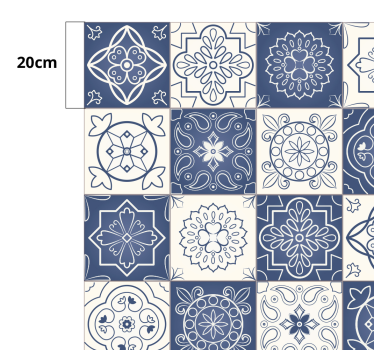Passatoia in vinile cucina piastrelle blu vintage - TenStickers