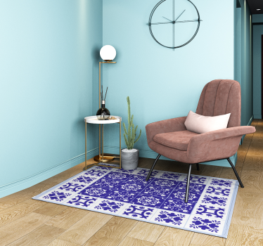 Tappeto vinile bagno motivo in ceramica blu - TenStickers