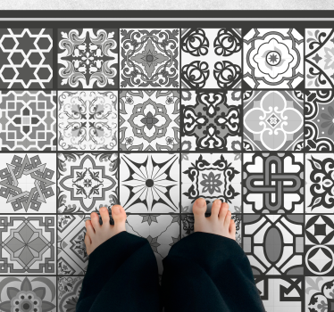 Tappeto vinile bagno motivo a piastrelle grigie - TenStickers