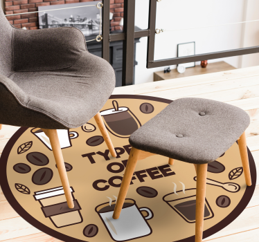 Tappeto pvc cucina cerchio delle varietà di caffè - TenStickers