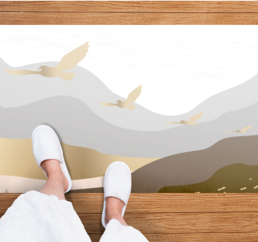 Tappeto vinile minimalista silhouette di uccelli rilassanti - TenStickers