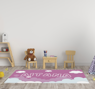 Passatoia in vinile per bebé custom Cloudy Name Floorpiece - TenStickers