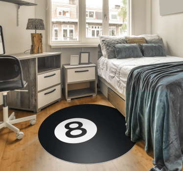 Tappeto in pvc rotondo palla da biliardo numero 8 - TenStickers