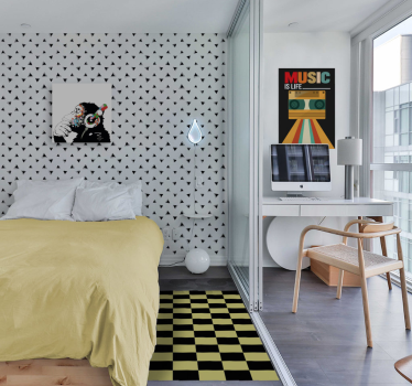 Tappeto in vinile geometrico scacchiera giallo e nero - TenStickers