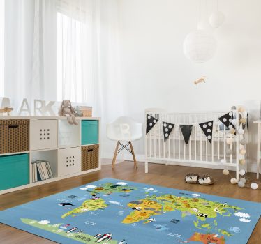 Tappeto in pvc mappamondo cartografia educativa colorata - TenStickers