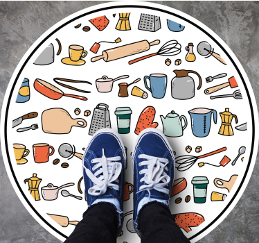 Tappeto pvc cucina collezione di utensili culinari - TenStickers