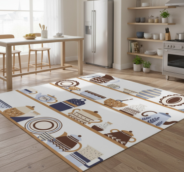 Tappeto pvc cucina mensole con stoviglie - TenStickers