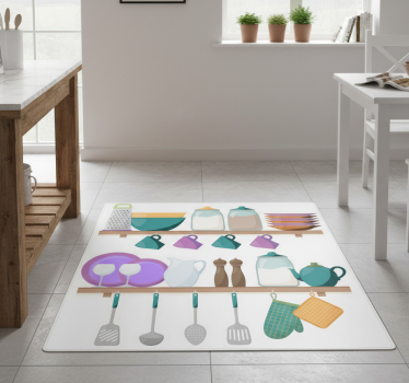 Tappeto pvc cucina con ripiani e utensili da cucina - TenStickers