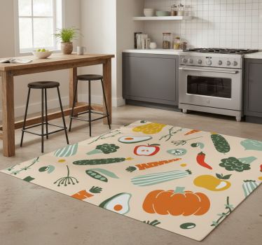 Tappeto pvc cucina motivo cibo beige - TenStickers