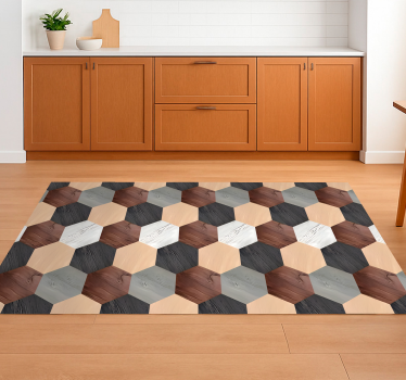 Tappeto pvc cucina esagoni in legno misto - TenStickers