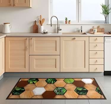 Tappeto pvc cucina esagoni tropicali in legno - TenStickers