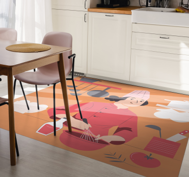 Tappeto pvc cucina illustrazione dello chef - TenStickers