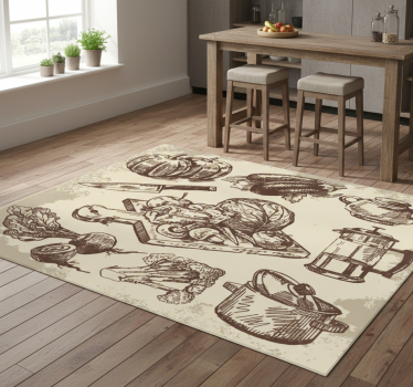 Tappeto pvc cucina illustrazione vintage - TenStickers