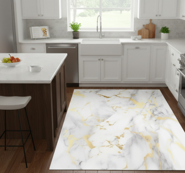 Tappeto pvc cucina marmo bianco con venature dorate - TenStickers