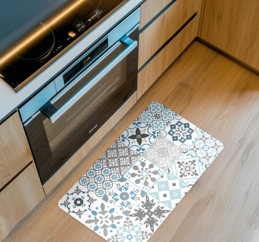 Tappeto pvc cucina mosaico blu - TenStickers