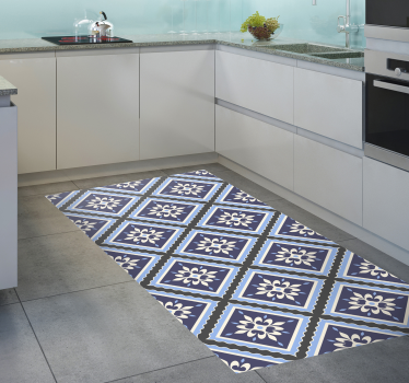 Tappeto pvc cucina motivo floreale piastrellato - TenStickers