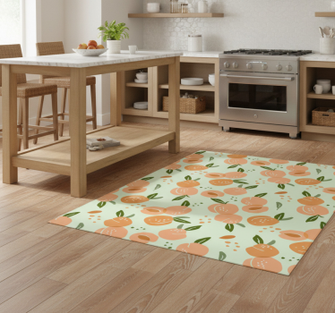 Tappeto pvc cucina pesche su sfondo verde - TenStickers