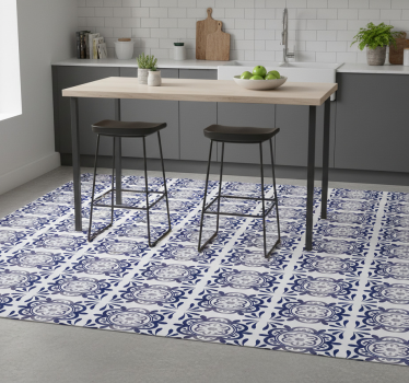 Tappeto pvc cucina piastrella spagnola blu antico - TenStickers
