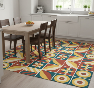 Tappeto pvc cucina piastrella verde e arancione - TenStickers