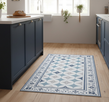 Tappeto pvc cucina piastrelle azzurre - TenStickers