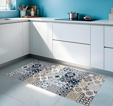 Tappeto pvc cucina piastrelle blu - TenStickers