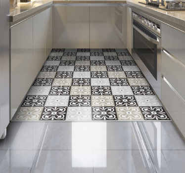 Tappeto pvc cucina piastrelle con motivi decorati - TenStickers