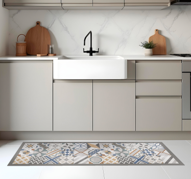 Tappeto pvc cucina piastrelle di cemento - TenStickers