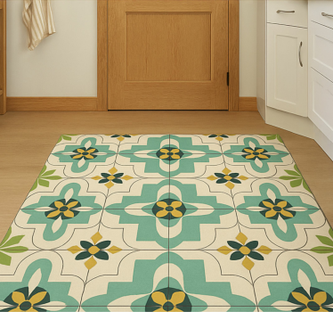 Tappeto pvc cucina piastrelle floreali retrò - TenStickers