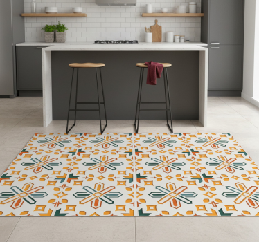 Tappeto pvc cucina piastrelle in cemento encaustico - TenStickers