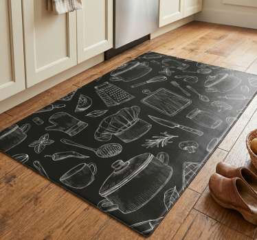 Tappeto pvc cucina posate eleganti - TenStickers