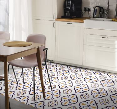 Tappeto pvc cucina replica di piastrelle floreali - TenStickers