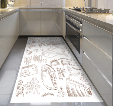 Tappeto pvc cucina schizzi di caffè - TenStickers