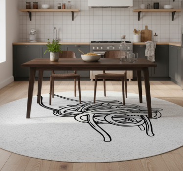 Tappeto pvc cucina stile incisione forchetta spaghetti - TenStickers