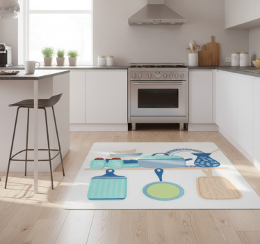 Tappeto pvc cucina stoviglie in ceramica - TenStickers