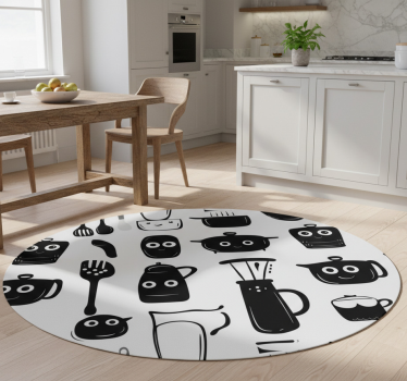 Tappeto pvc cucina utensili neri disegnati - TenStickers